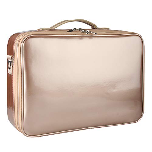 Makeup Travel Case, Makeup Bag Train Case Make Up Organizers And Storage for Cosmetics Jewelry Electronics with Adjustable Shoulder Strap Rose Gold (Rose Gold - Large)