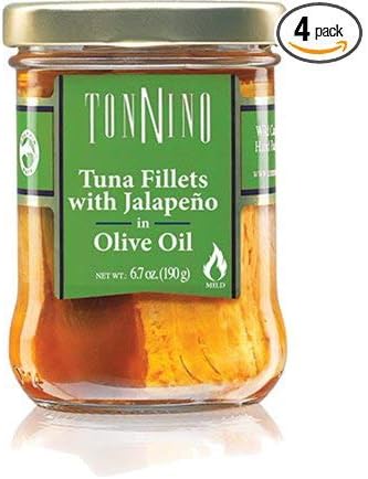 Tonnino Tuna Fillets with Jalapeno in Olive Oil, 6.7 oz Jar - Pack of 4