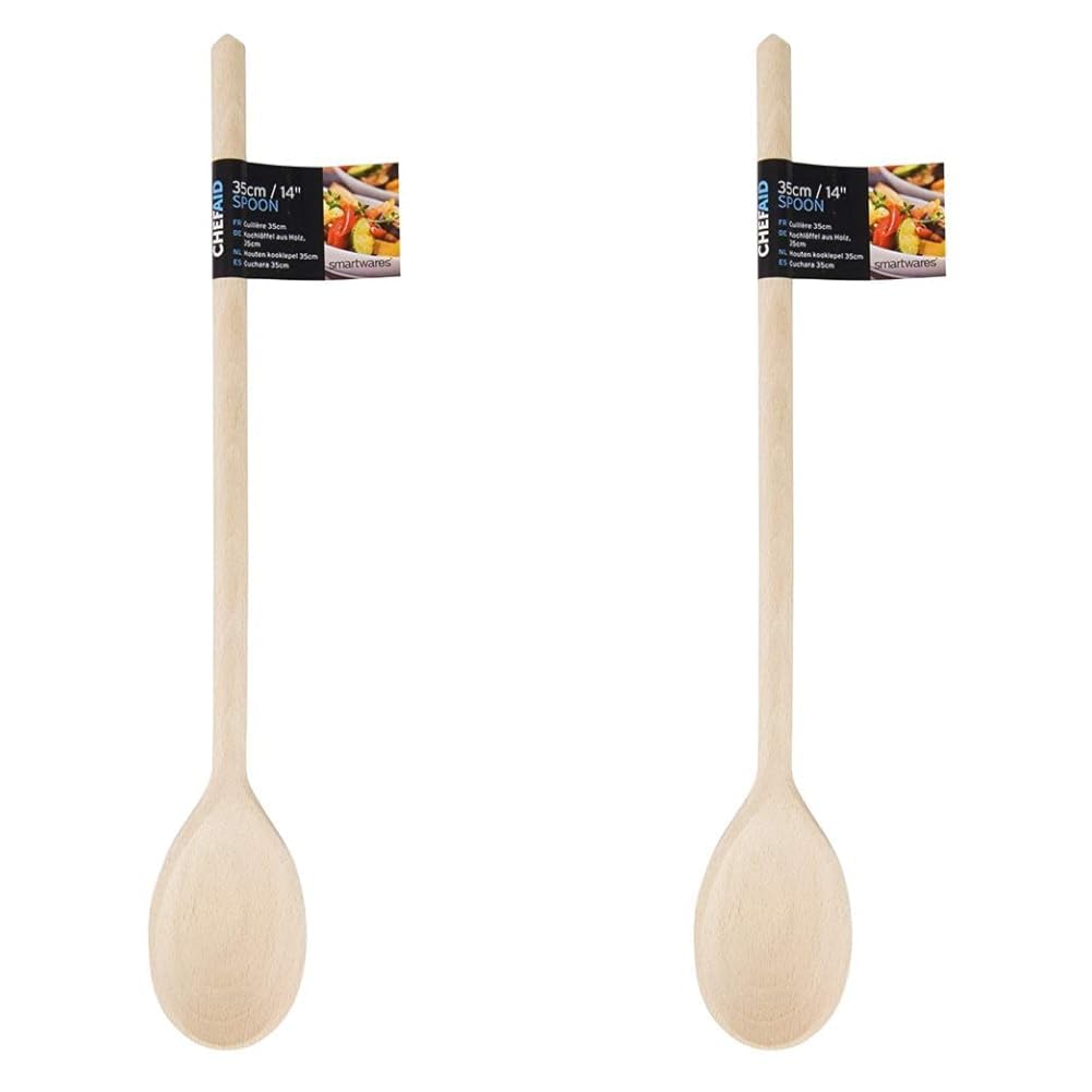 Chef Aid Wooden Spoon, Beige, L, 14 Inch (Pack of 2)