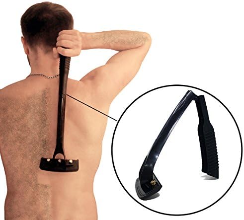 FATEMOONS Body Grooming and Back Hair Shaver, Easy to Use Standard Double Edge Razor Blades for Replacement, Perfect Radian Design Available Folding Handle(DIY)