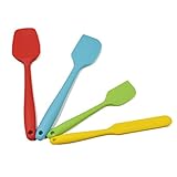 Vhabob Heat Resistant Silicone Spatula, 4 Pieces Mixer Colors Cooking Silicone Spatula Set, Mixing Batter Scraper Spoon Silicone Cook Tool For Baking, Pastry, And Enchiladas