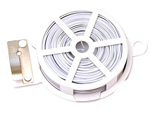 1 Roll Coil 50M 164 FT White Metal Sealing Rope Multi-Function Sturdy Tie-Up Device with Cutter Plastic Wrapped Wire Twist Tie Wired String for Home Gardening Office - Thumbnail 2