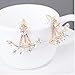 Fashion Silver Plated Leaf Crystal Ear Jacket Double Sided Swing Stud Earrings Gift