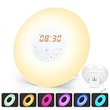 Wake Up Light, totobay Alarm Clock {2nd Generation} Sunrise Simulation Snooze Function Night Light with Nature Sounds, FM Radio, Touch Control and USB Charger for bedside and kids