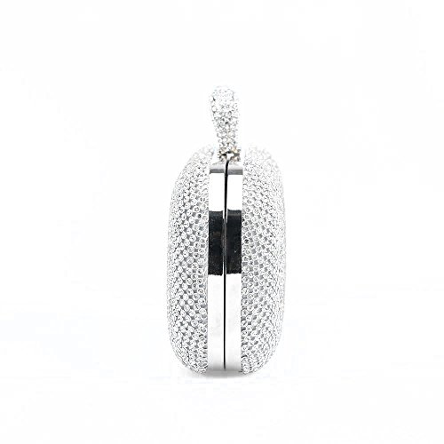 Mantian Womens Luxury Special Crystals Beaded Evening Clutch Bag (silver)