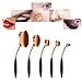 DSCbeauty Fashionable 5 Pcs Oval Makeup Brush Set Black Rose Gold Color Professional Foundation Contour Blush Concealer Eyebrow Eyeliner Blending Cosmetics Brushes Toothbrush Makeup Brushes Kit