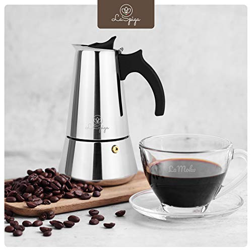 Premium Espressokocher von LaSpiga | Mokkakanne Espressokanne Coffee Maker aus hochwertigem 430 Edelstahl | geeignet für… – Bild 3