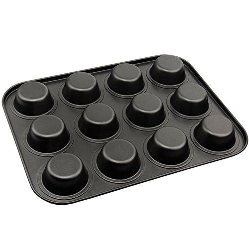 Lasten Muffin Pan, Non Stick Carbon Steel Bakeware Mold, Cupcake Muffin Mold Pan, Cake Cookie Baking Pan, Muffin Baking Pan Bakeware Tray 10.0 x 7.7 x 1.0 inch,12 Cup.
