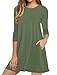 Hanmeimei Women's Basic 3/4 Sleeve Pocket Casual Loose T-Shirt Dress O-Neck Soft