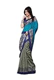 Shonaya Women's Printed Bhagalpuri Art Silk Gray Checks Saree With Unstitched Blouse Piece