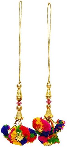 Sewing Accessories Pom Pom Tassels Indian Blouse Latkans Craft Keychain 1 Pair