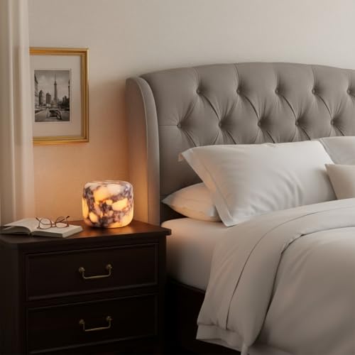 Marmor Marble Lamp Table Lamp Unique Stone Touch Lamp Pat Lamp Type-C 3 Way Bedside Lamp Ambient Light Bedroom Stands Night Light Decorative LED Warm Portable Lamp Rechargeable(Calacatta Purple)