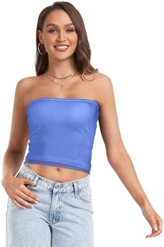 美品　tope tube top UMIRIKO Dark Cyan Women's Strapless Hollow Out See Through Crop