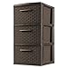 Sterilite 3 Drawer Weave Storage Tower, Plastic Decorative Drawers to Organize Clothes in Bedroom, Closet, Brown with Brown Drawers, 2-Pack