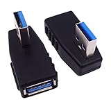 Fancasee [2 Pack] High Speed USB 3.0 Type A Male to Female Type A Turn Right or Left with 90 Degree Angle Adapter Connector Extender - Black
