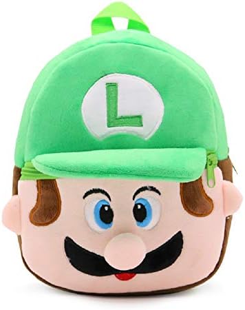 Super Mario Toddler Kids Backpacks Cute Plush Little Baby Girls Boys Cartoon Animal Backpacks for 1-3Y (Luigi)