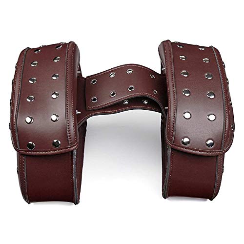 DLLL 1 Pair Motorcycle Saddle Bag Waterproof PU Leather Side Tools Luggage Bag Panniers Saddlebag for Harley Davidson Dyna Sportster Softail Honda Suzuki Yamaha Cruiser (Brown)