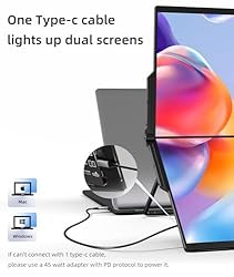 Ingnok Folding Dual Computer Monitor, 15.6" IPS FHD