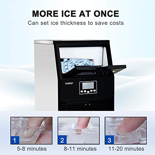 KUPPET Commercial Ice Maker, Freestanding Automatic Portable Ice Cube