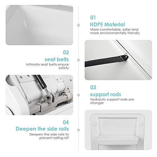 TUSY Wall-Mounted Baby Changing Station Horizontal Fold-Down Diaper Change Table with Safety Straps for Commercial Bathrooms and Home Supports up to 220 Lbs (White Granite)