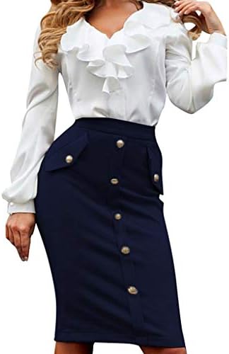 Aanny Fashion Womens Business Tight Fork Opening Knee Length Skirt Pure Color Scoop Neck Short Sleeve Skater Dress