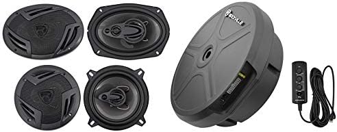 (2) Rockville 6x9+(2) 5.25" Car Speakers+Powered Hidden Spare Tire Subwoofer