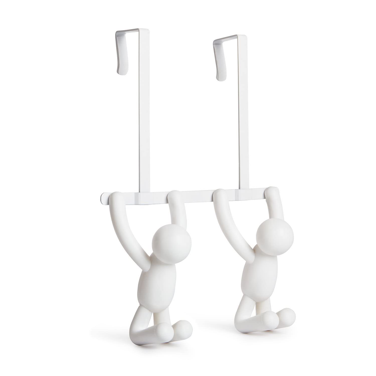 Umbra Buddy Over the Door Double Hook, Storage for Coats, Hats, Scarves, Towels and More, Matte White
