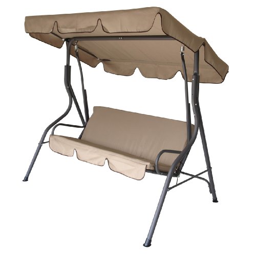 DEGAMO Hollywoodschaukel Florida 3-sitzer, grau/cremefarben, extra stabile Ausführung