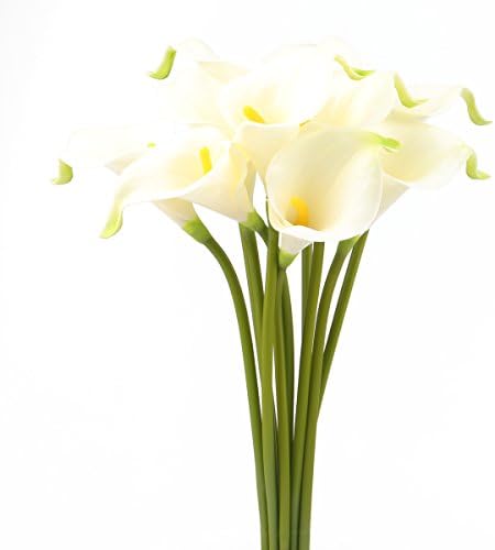 Leagel Calla Lily Bridal Wedding Bouquet Head Lataex Real Touch Flower Bouquets (10, White)