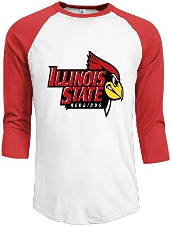 R Hot Men's Illinois State Redbirds Jersey Baseball T Shirt Neck Cotton Blend 3/4 Red
