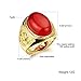 OPK Jewelry Vintage Red/Black/Green Oval Agate 18k Gold Plated Mens Ring Luxury Mens Gold Jewelry, Size Adjustable