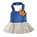 Dog Princess Apparel Clothes,Pet Bow Tutu Dress Skirt Costume (M, Blue)