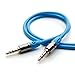 PlugLug - 3.5mm 8 FT Premium Auxiliary Audio Cable (Blue) - Male to Male for Headphones, iPods, iPhones, iPads, Home / Car Stereos and More