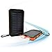 SPEEDWOLF 15,000MAH Waterproof Powerbank Dual USB Portable Chargers Solar Power Bank Battery for iPhone Android cellphones with 3in1 USB Cable and 2LED Flashlight for Emergency Outdoor Camping Travel