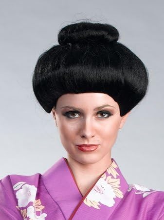 Enigma Wigs 00016 BLK Geisha Asian Japanese Wig - Black