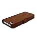 Befen Full Grain Genuine Leather Flip Wallet Case with Stand Feature, Credit Card Slots, Inner Pocket - for Apple iPhone 5 /5S /SE - Brown