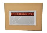5.5x10 Packing List Enclosed Pouches, Invoice Label Envelopes, Clear Orange, 5.5 x 10 inch, Self Adhesive, 1000 Pack