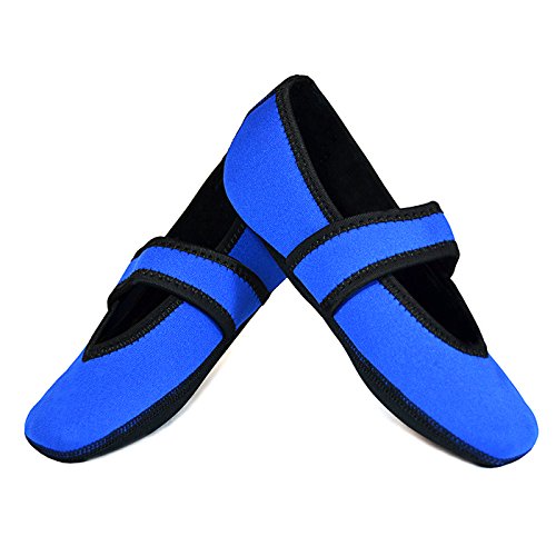 Nufoot Betsy Lou Women's Shoes, Best Foldable & Flexible Flats, Slipper Socks, Travel Slippers & Exercise Shoes, Dance Shoes, Yoga Socks, House Shoes, Indoor Slippers, Royal Blue, X-Large