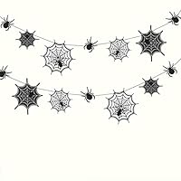 Halloween Black and White Spiderweb Garland Kit for Party Decoration Hanging Spider Web Banner Décor for Birthday/Party Supplies Bunting Kits for Kids Room/Home/Office/Classroom/Mantel