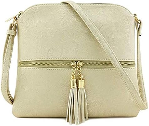 SCHOLIEBEN Women Leather Tassel Crossbody Bag Pure Color Shoulder Bags Messenger Bag