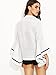 SheIn Women's Lapel Long Bell Sleeve Shirt Blouse - White One Size