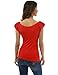 PattyBoutik Women Boatneck Puff Sleeveless Blouse (Red Small)