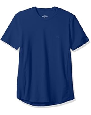 Men's Cotton Spandex Crew Neck Front Chest Logo Side Piping