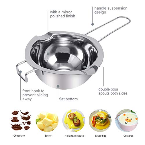 JOYIT Melting Pot Large - 304（18/8）Stainless Steel Melts for Butter Chocolate Cheese Caramel, 600ML Double Boiler Pots, Baking Tools - Thumbnail 3