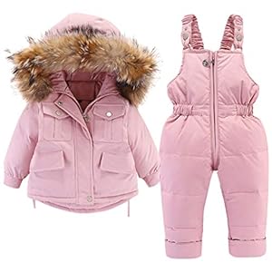 Minizone Kids Snowsuit Winter Hooded Donsjack + Sneeuw Bib Broek 2 Stuks Baby Meisjes Lichtgewicht Modieuze Ski Pak Voor…