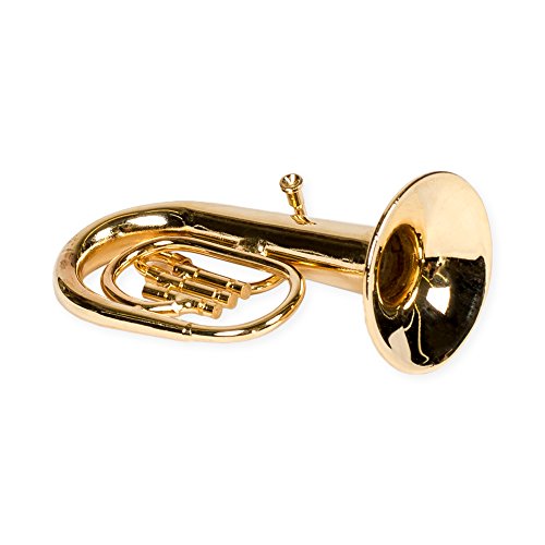 Tuba Miniature Replica Gold Brass Tone 1.5 x 2 Resin Stone Tabletop Figurine - Thumbnail 2