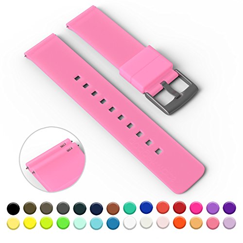 GadgetWraps 22mm Silicone Watch Strap / Band with Quick Release Pins (Pink Ice Glow, 22mm)