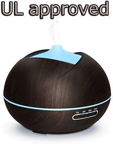 Aroma Diffuser Air Humidifier 450ml With Color Changing Night Light As Christmas Gift Holiday Gift Birthday Gift (Dark Brown)