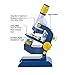 Scientoy Microscope for kids, 100X,400X and 1200X Magnification with Prepared Slides,Science Toys for Children, Blue/Yellow