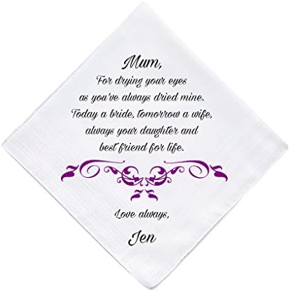 Mother of the Bride Personalised Handkerchief Wedding Gift Keepsake Hankie Fa...